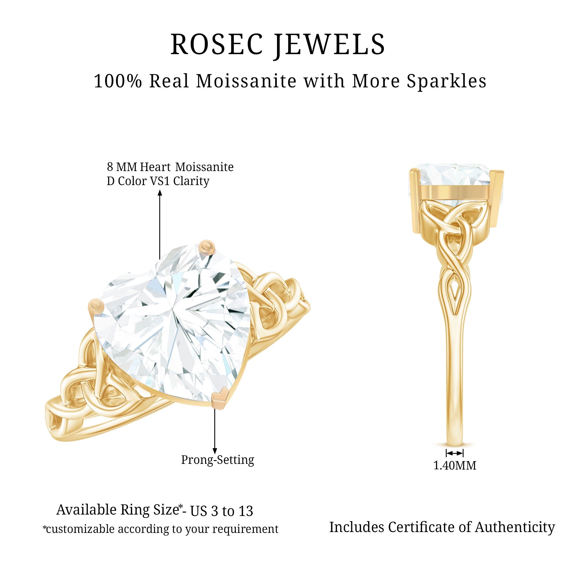 Heart Shaped Moissanite Celtic Engagement Ring