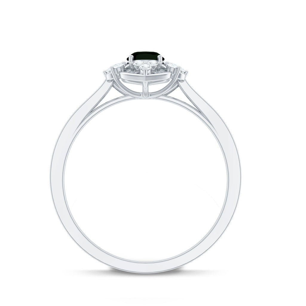 Certified 4X6mm Black Onyx Vintage Inspired Engagement Ring with Diamond