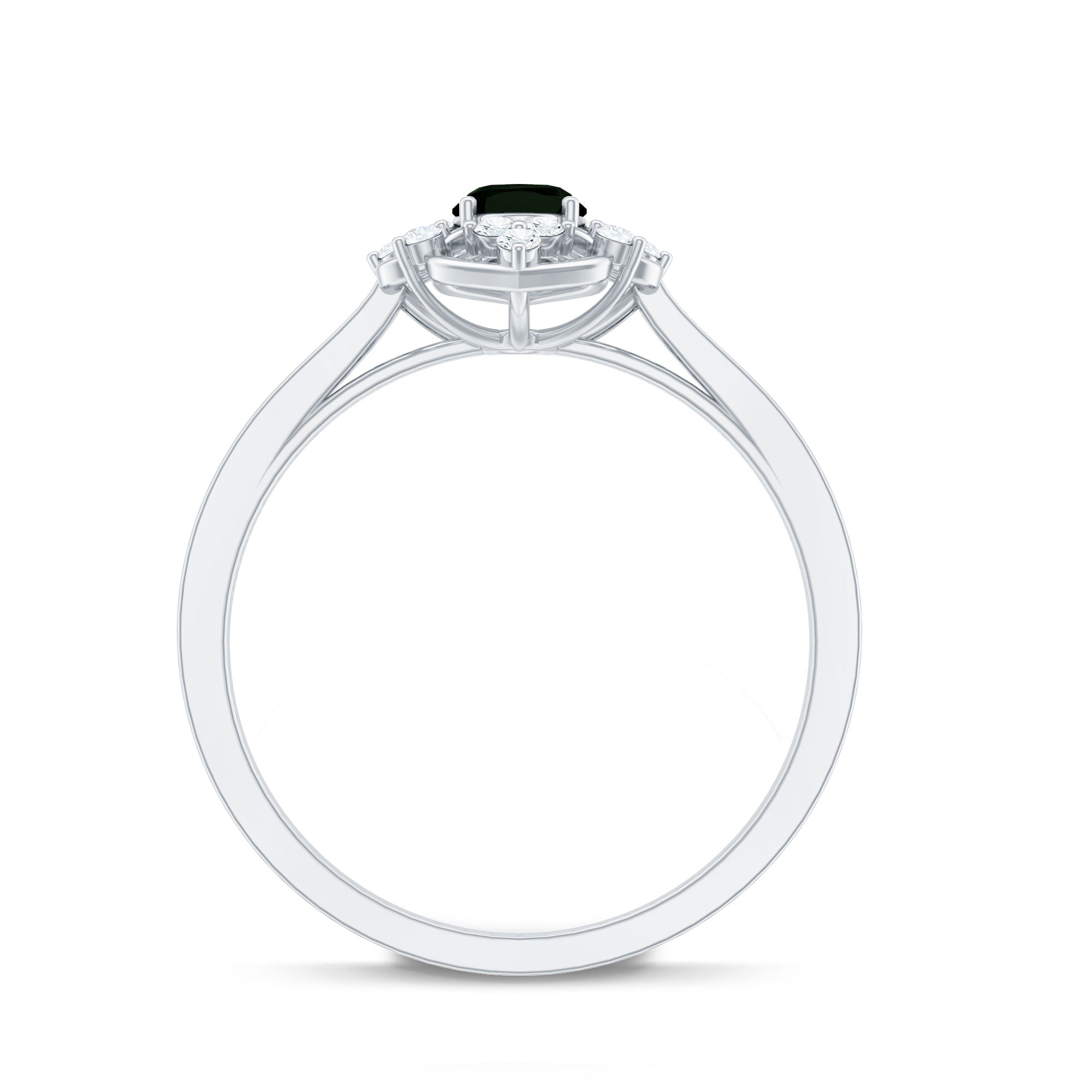 Certified 4X6mm Black Onyx Vintage Inspired Engagement Ring with Diamond