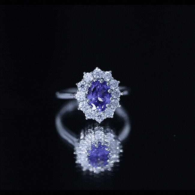 Genuine 1.3 Carat Oval Cut Tanzanite Huge Engagement Ring in Silver
