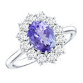Genuine 1.3 Carat Oval Cut Tanzanite Huge Engagement Ring in Silver