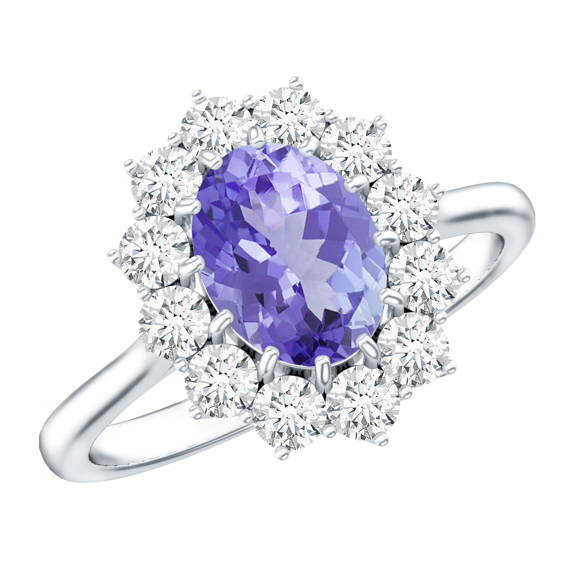Genuine 1.3 Carat Oval Cut Tanzanite Huge Engagement Ring in Silver