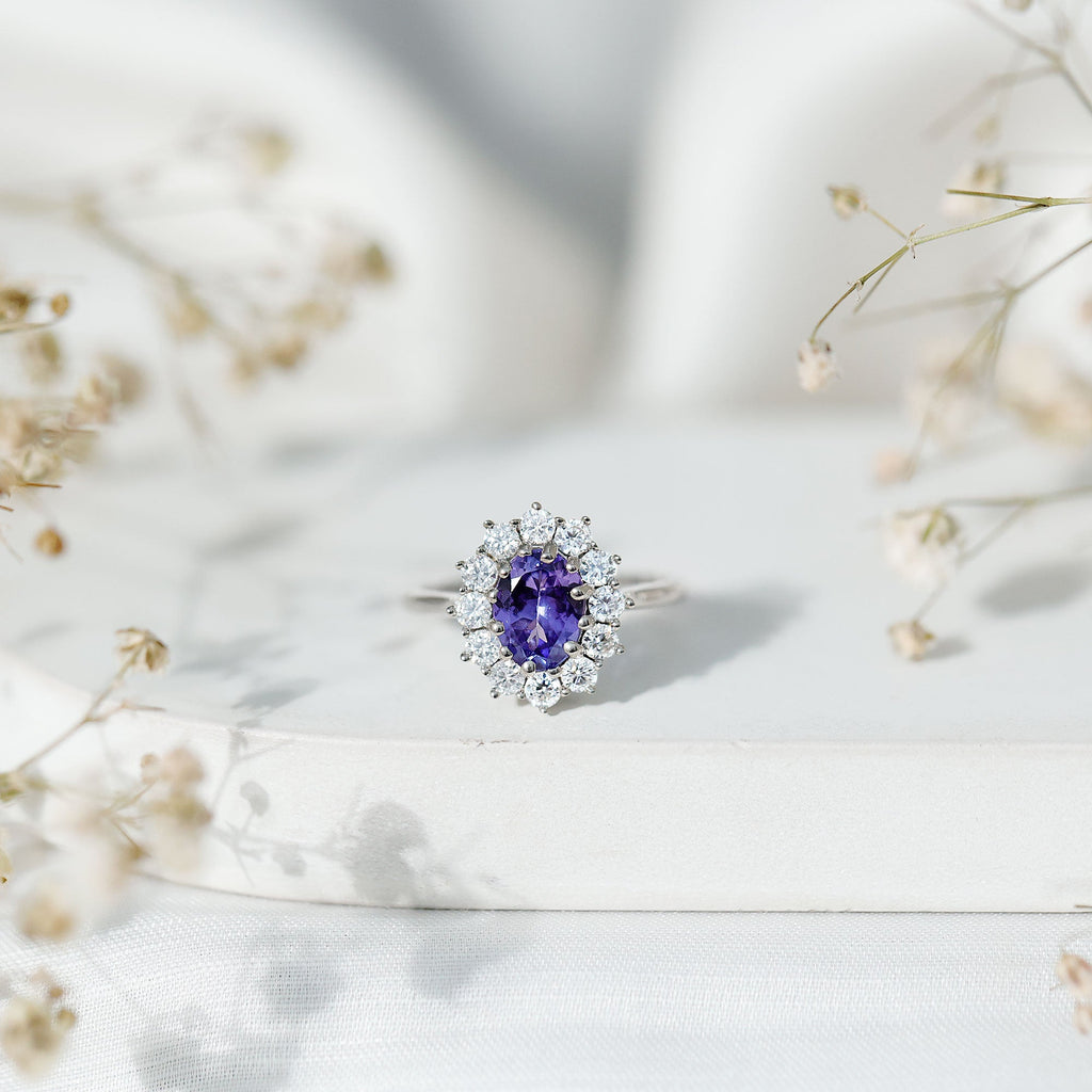 Genuine 1.3 Carat Oval Cut Tanzanite Huge Engagement Ring in Silver