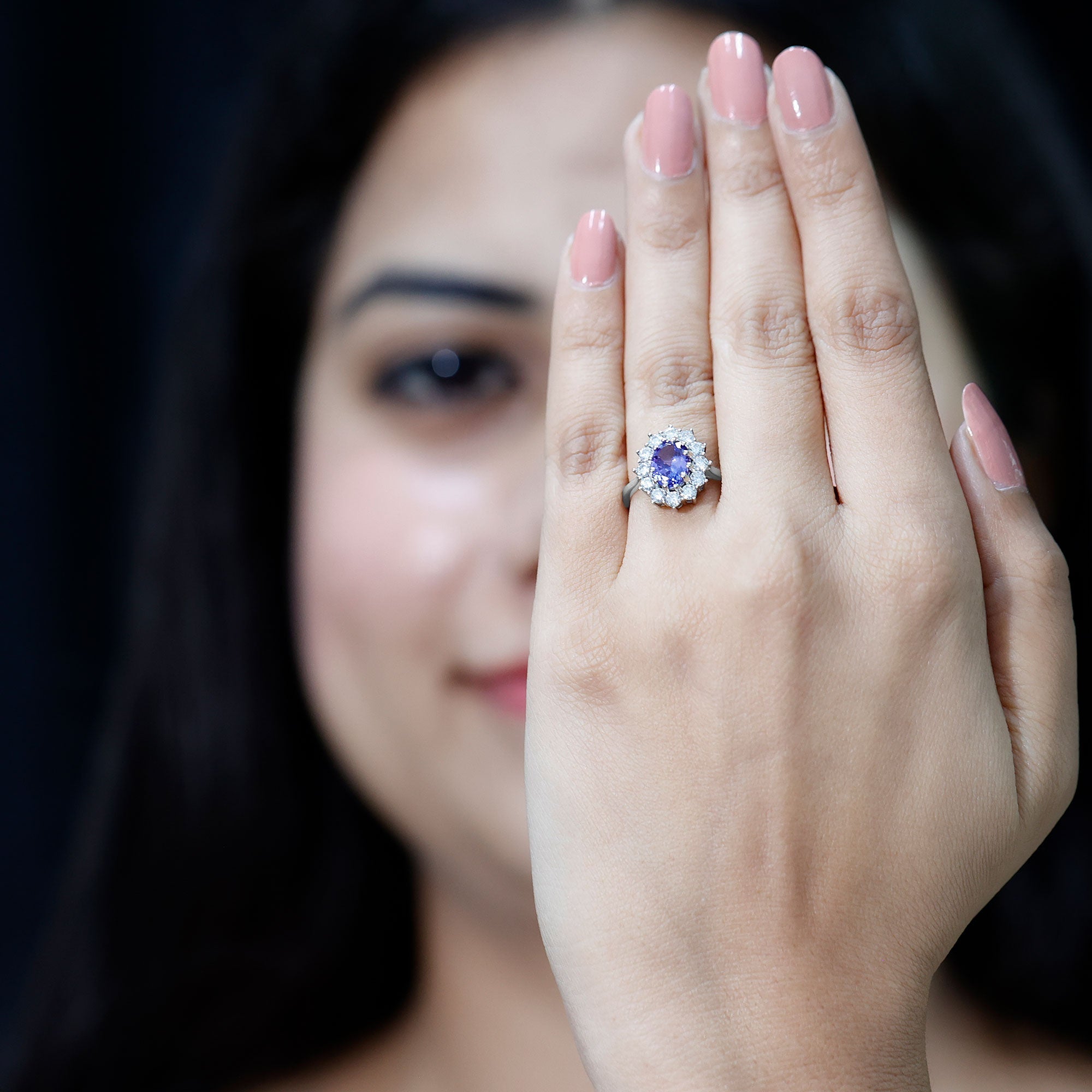Genuine 1.3 Carat Oval Cut Tanzanite Huge Engagement Ring in Silver