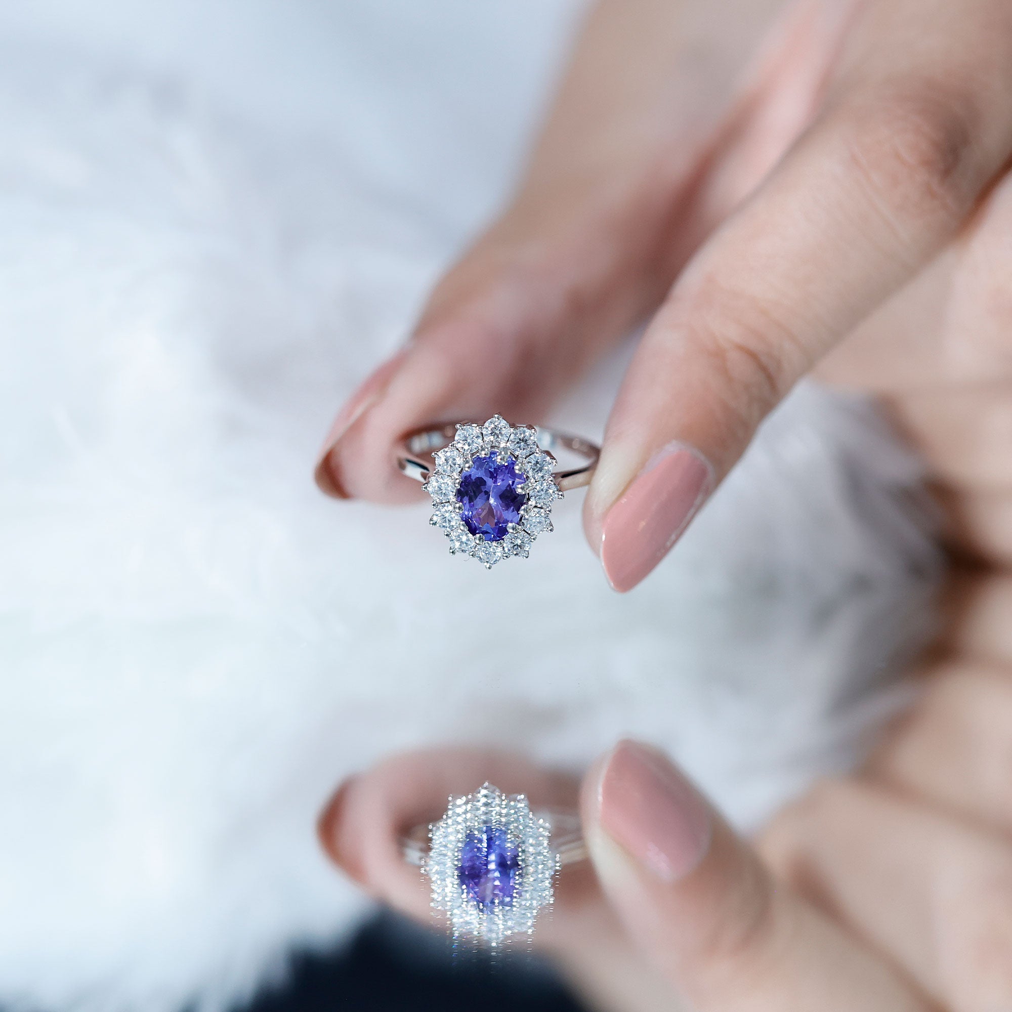 Genuine 1.3 Carat Oval Cut Tanzanite Huge Engagement Ring in Silver