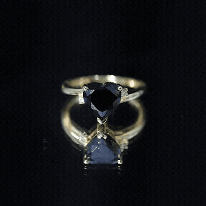 Certified 2.4 Carat Lab Grown Black and White Diamond Heart Engagement Ring with Bypass Shank