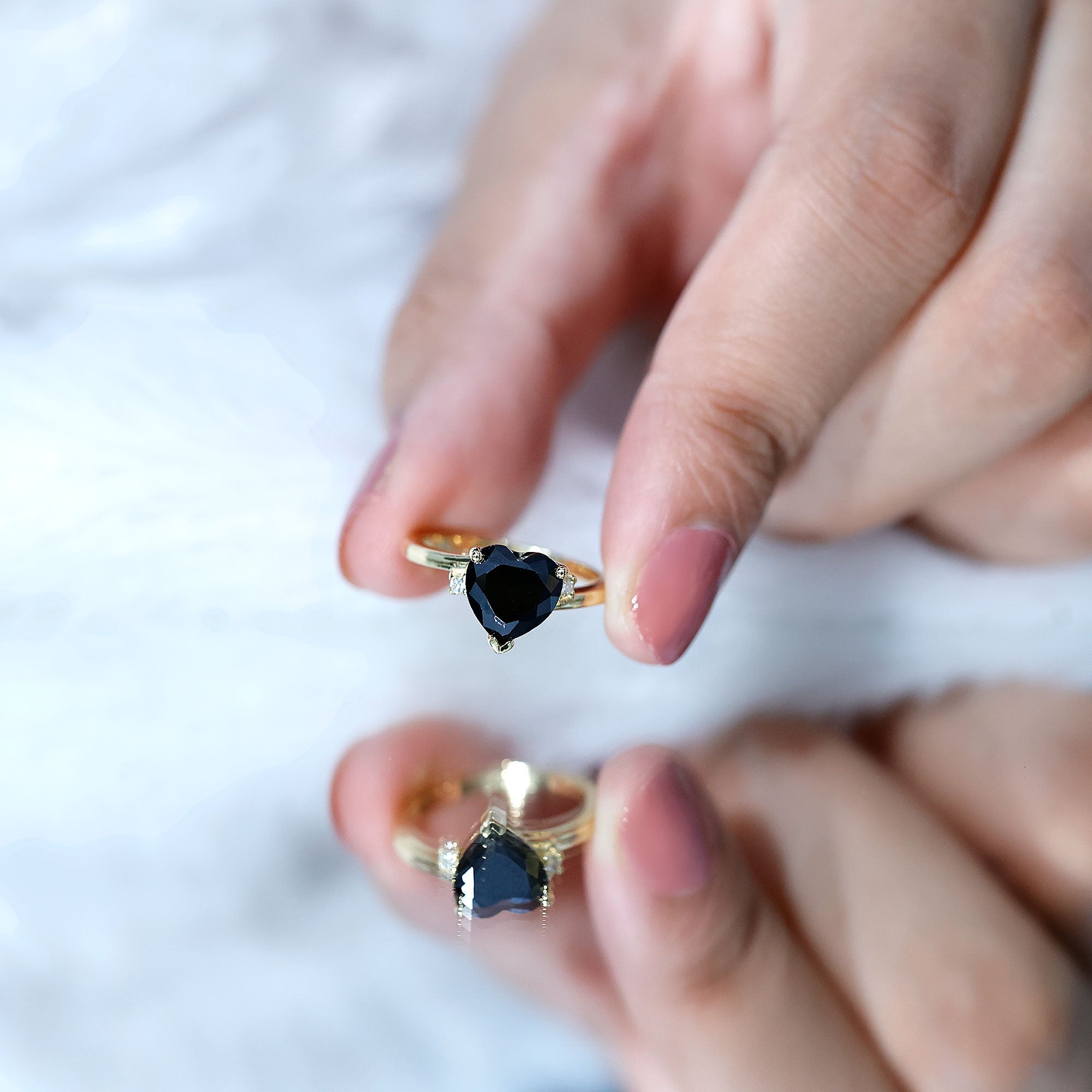Certified 2.4 Carat Lab Grown Black and White Diamond Heart Engagement Ring with Bypass Shank