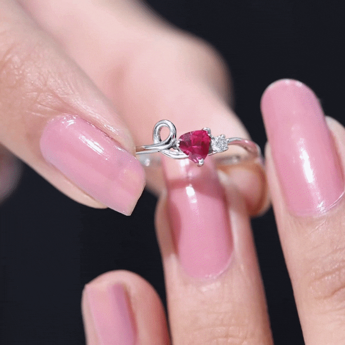 Lab Created Ruby and Diamond Twisted Heart Promise Ring
