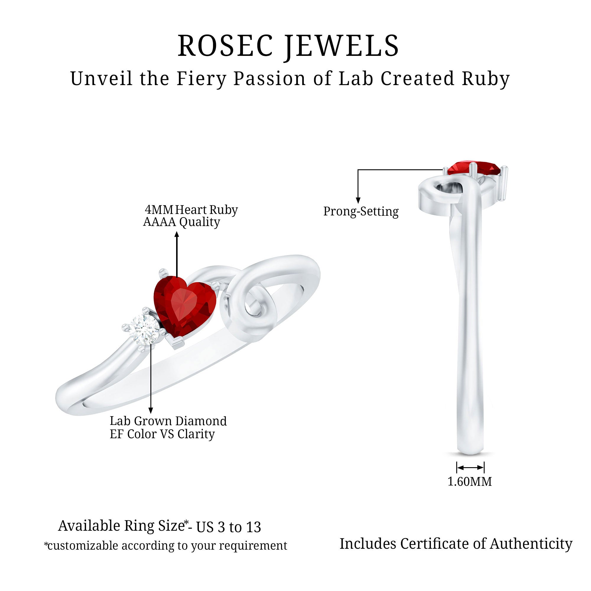Lab Created Ruby and Diamond Twisted Heart Promise Ring