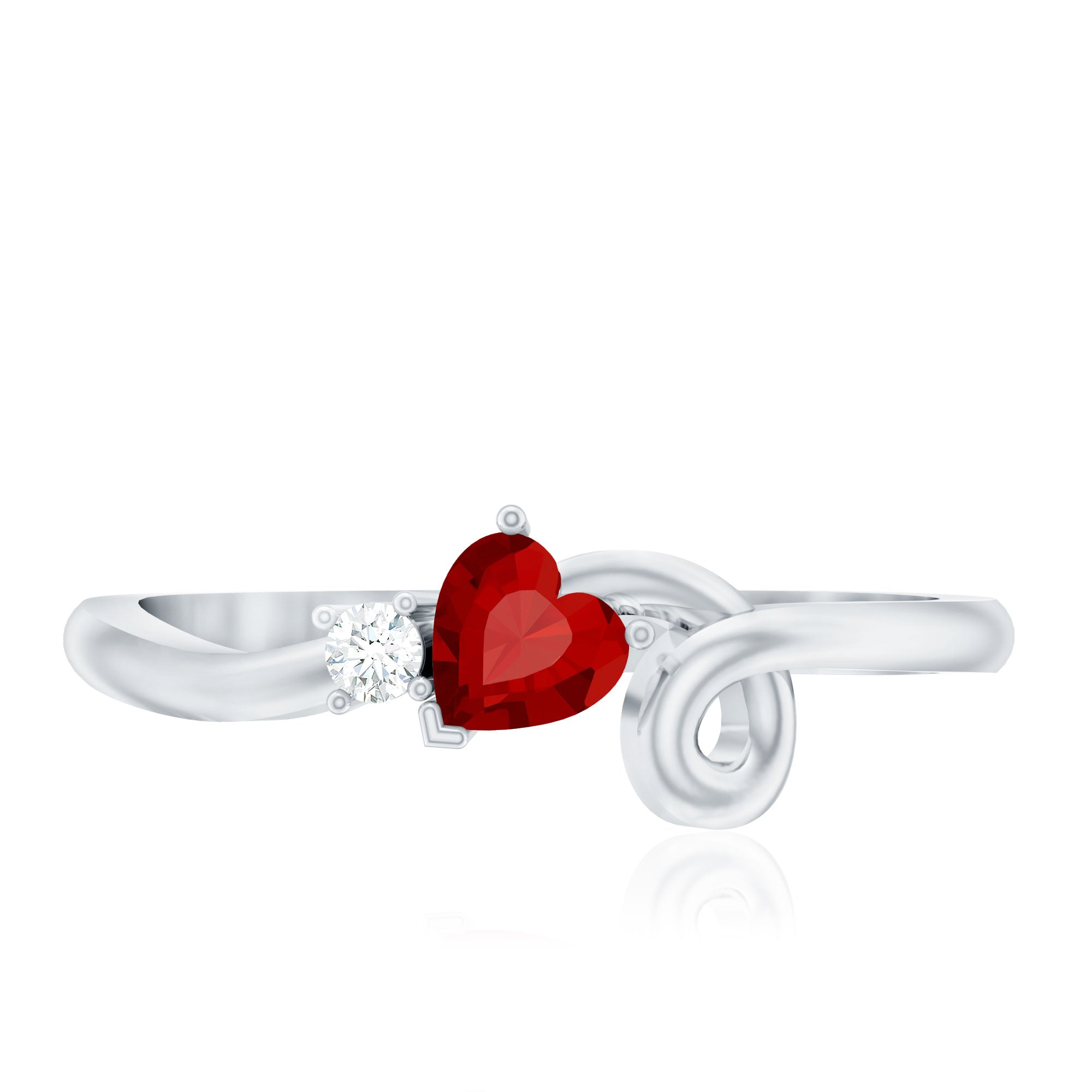 Lab Created Ruby and Diamond Twisted Heart Promise Ring