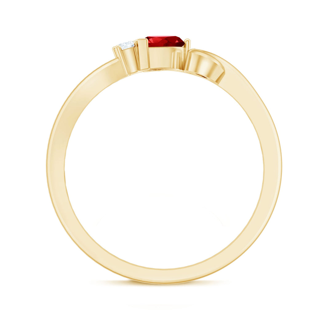 Lab Created Ruby and Diamond Twisted Heart Promise Ring