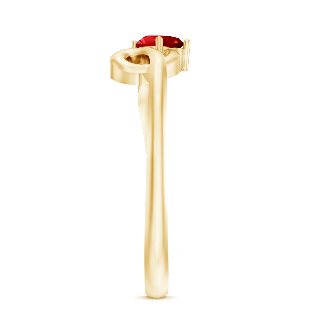 Lab Created Ruby and Diamond Twisted Heart Promise Ring