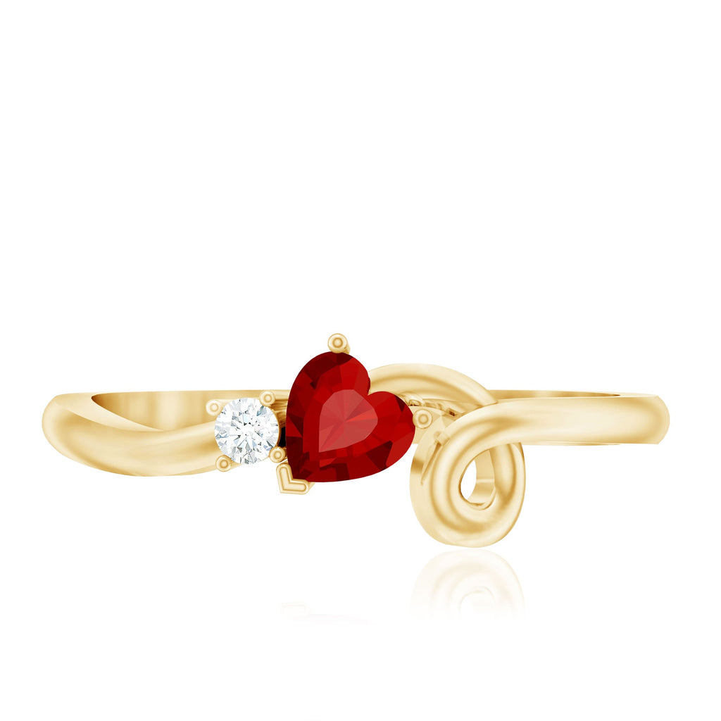 Lab Created Ruby and Diamond Twisted Heart Promise Ring