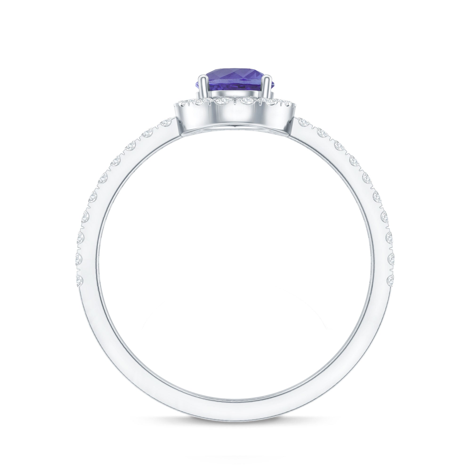 Real 0.84 Carat Tanzanite Teardrop Engagement Ring with Diamond Halo