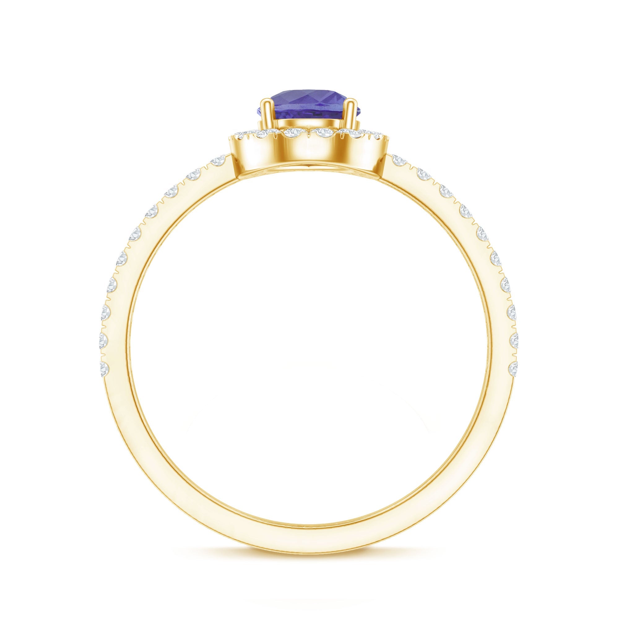 Real 0.84 Carat Tanzanite Teardrop Engagement Ring with Diamond Halo