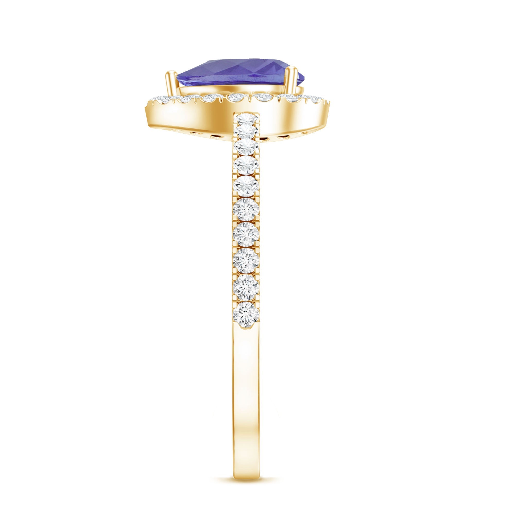 Real 0.84 Carat Tanzanite Teardrop Engagement Ring with Diamond Halo
