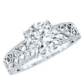 3 Carat Cushion Cut Moissanite Engagement Ring with Filigree Details
