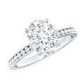 2 Carat Solitaire Moissanite Oval Engagement Ring with Channel Set Side Stones