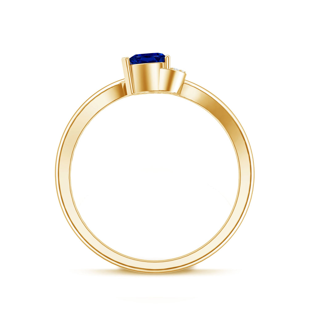 Certified Lab Grown Blue Sapphire Heart Promise Ring with Diamond