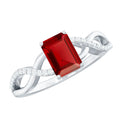 Emerald Cut Lab Grown Ruby and Diamond Infinity Engagement Ring