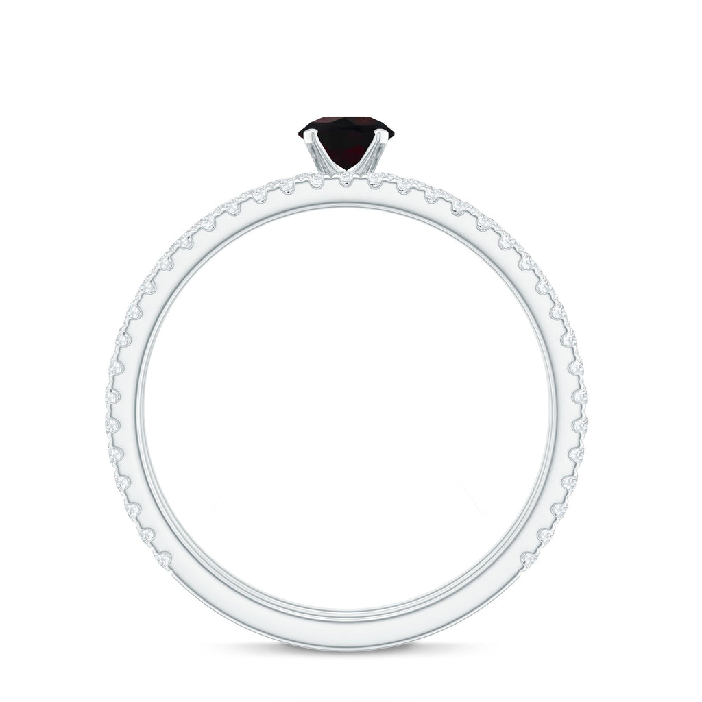 1.25 CT Minimal Wedding Ring Set with Black Opal and Diamond