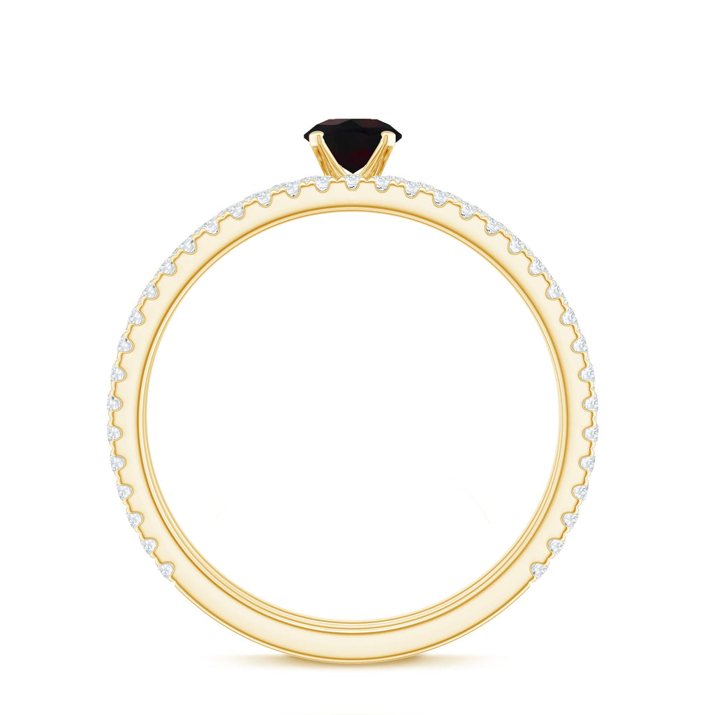 1.25 CT Minimal Wedding Ring Set with Black Opal and Diamond