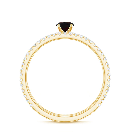 1.25 CT Minimal Wedding Ring Set with Black Opal and Diamond