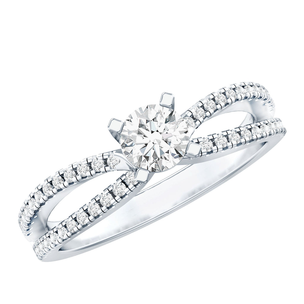 Solitaire Lab Grown Diamond Split Shank Engagement Ring