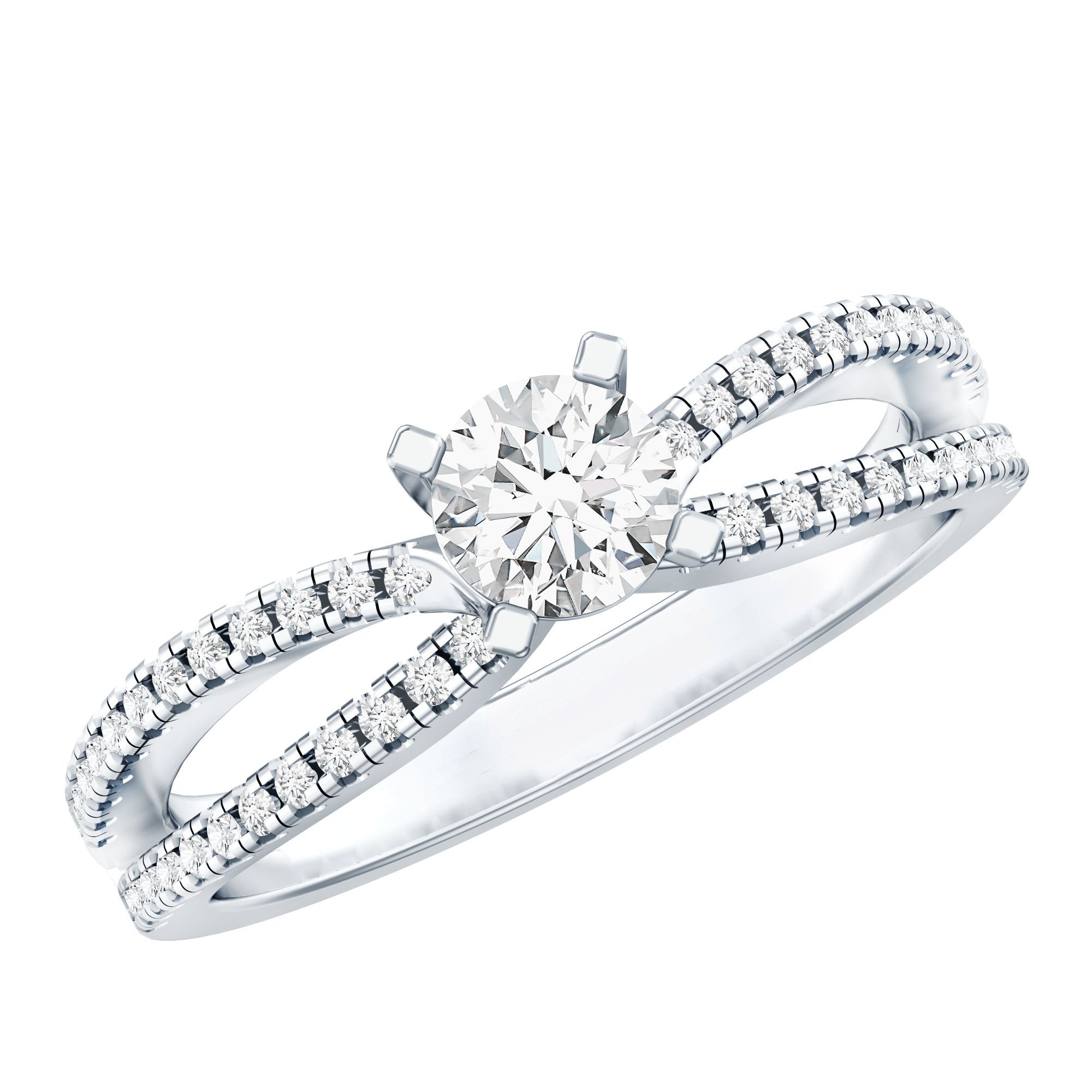 Solitaire Lab Grown Diamond Split Shank Engagement Ring