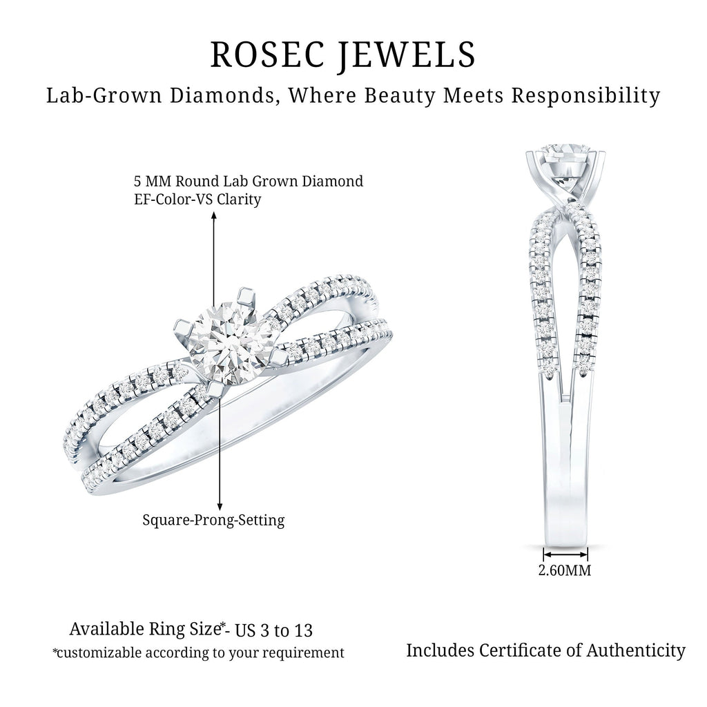 Solitaire Lab Grown Diamond Split Shank Engagement Ring