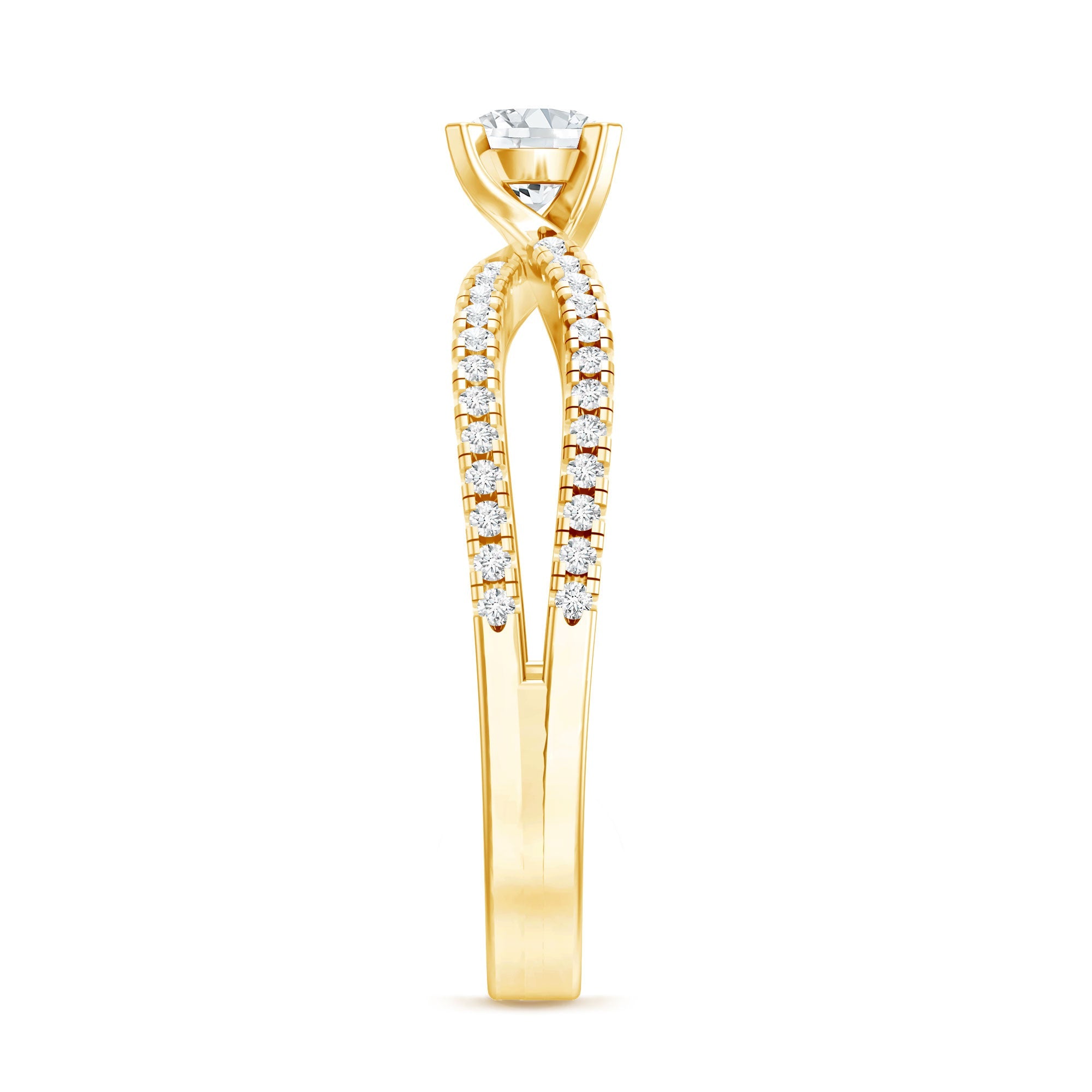 Solitaire Lab Grown Diamond Split Shank Engagement Ring