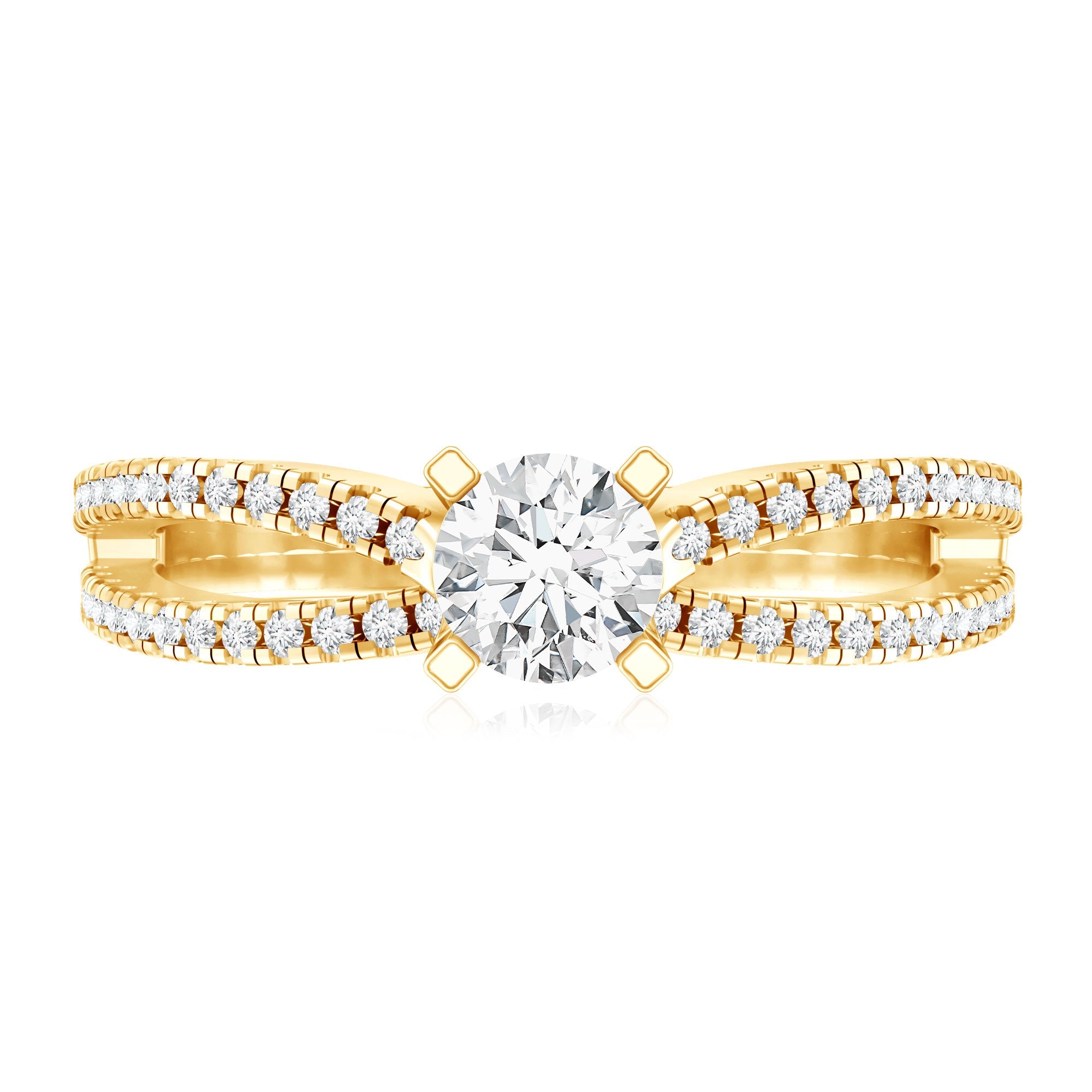 Solitaire Lab Grown Diamond Split Shank Engagement Ring