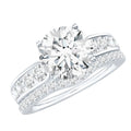 Certified 2 Carat Moissanite Engagement Ring with Wedding Band