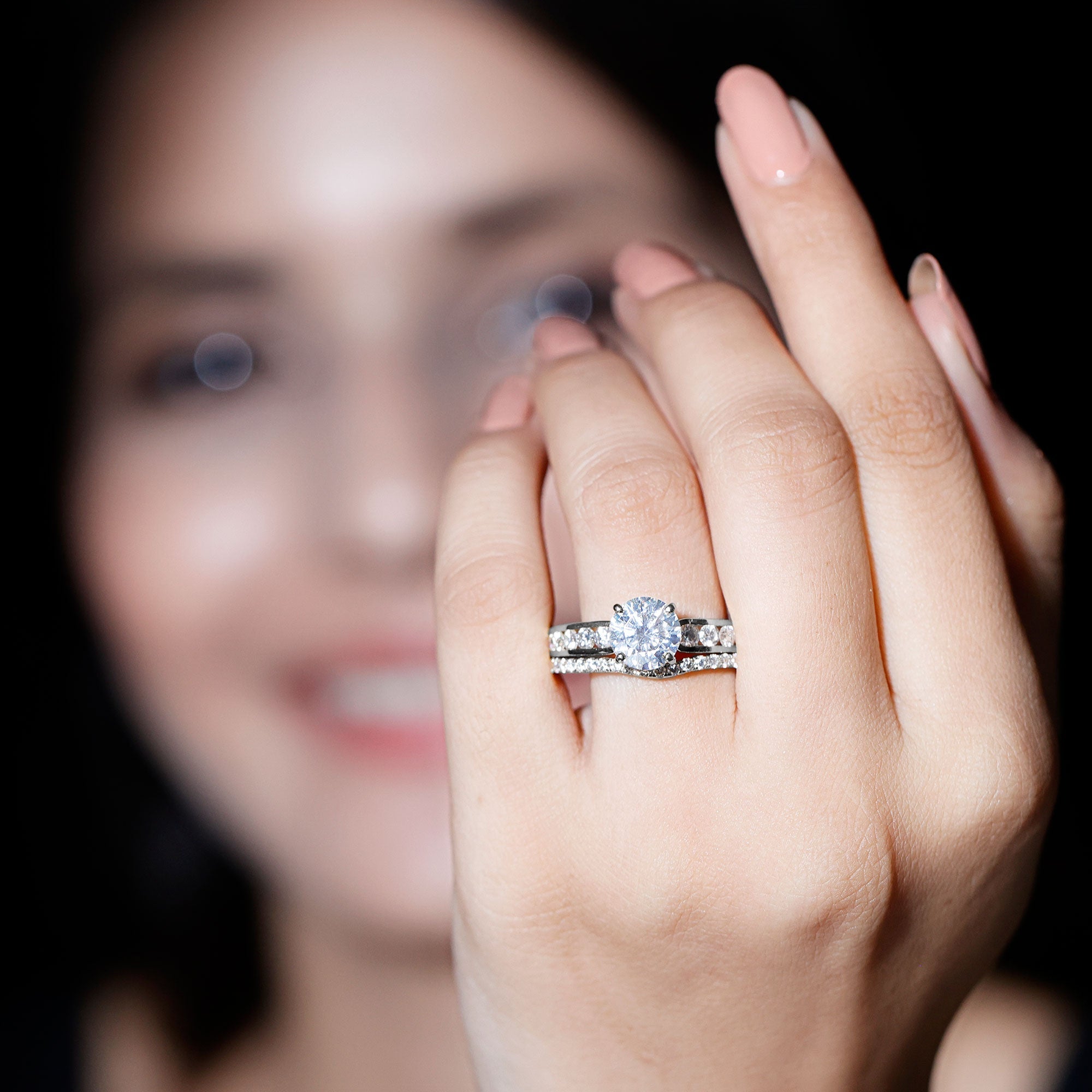 Certified 2 Carat Moissanite Engagement Ring with Wedding Band