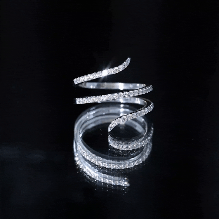 Certified Diamond Spiral Ring For Women