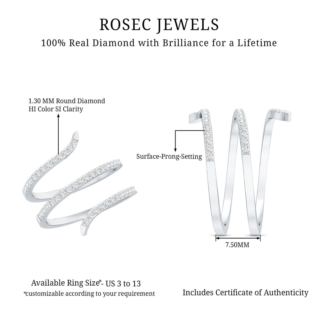 Certified Diamond Spiral Ring For Women
