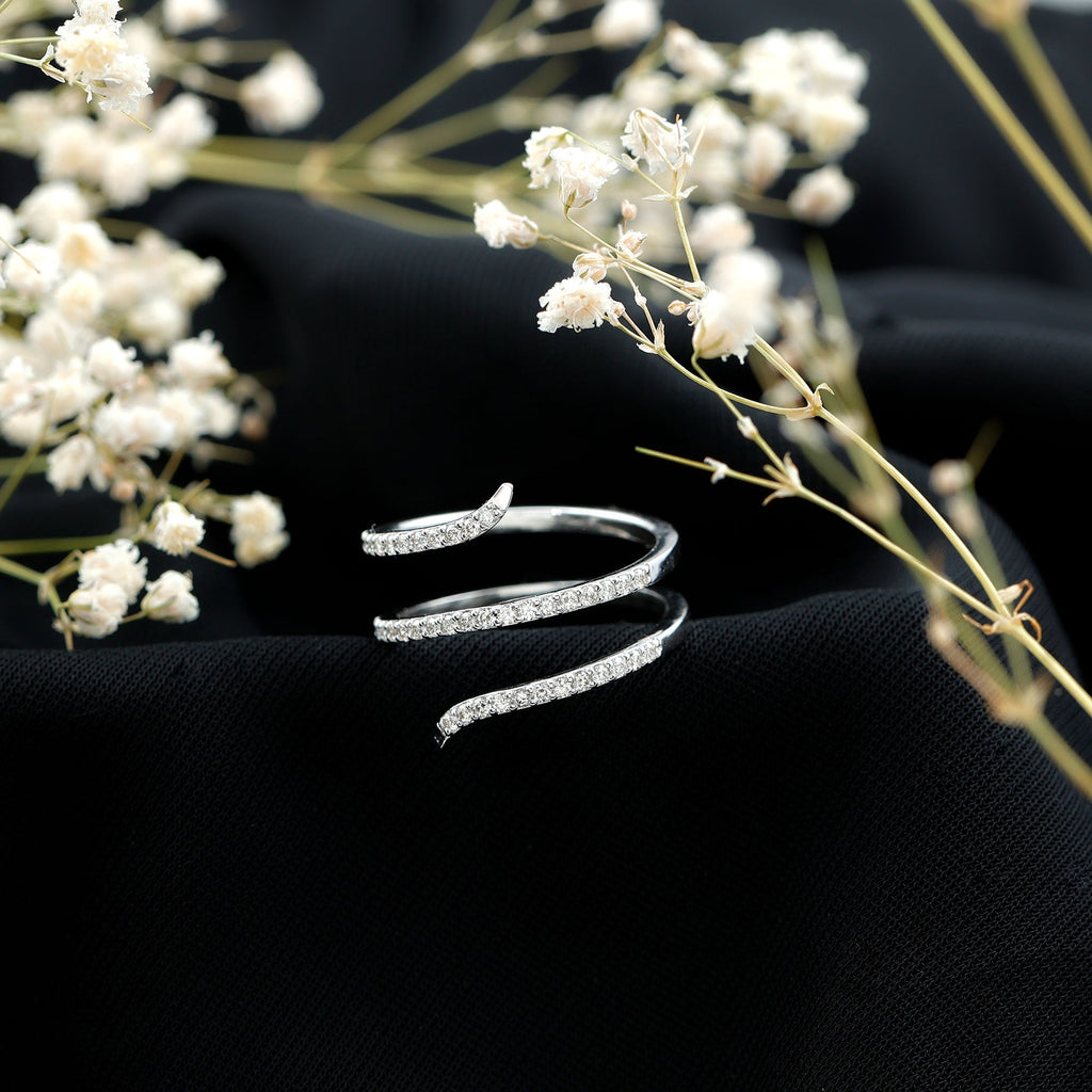 Certified Diamond Spiral Ring For Women