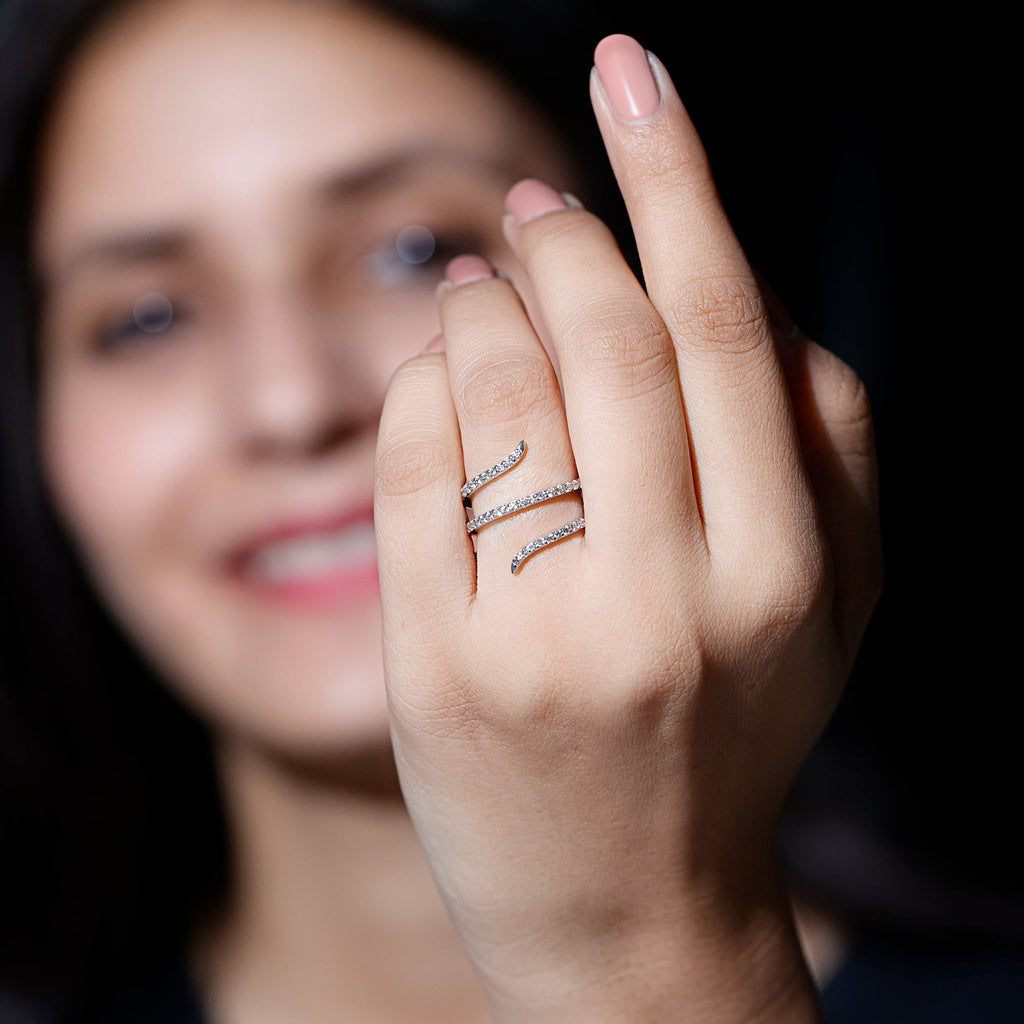 Certified Diamond Spiral Ring For Women
