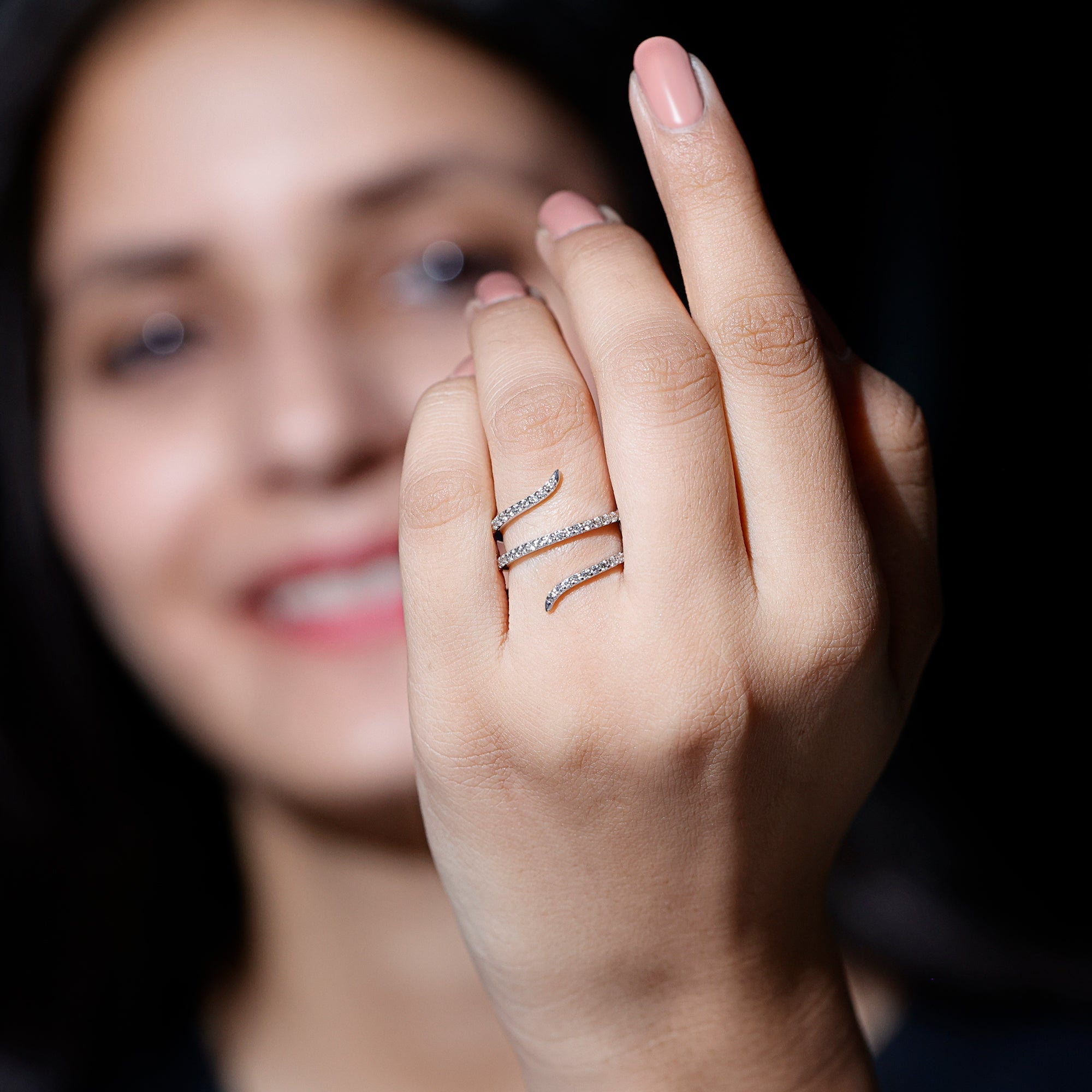 Certified Diamond Spiral Ring For Women
