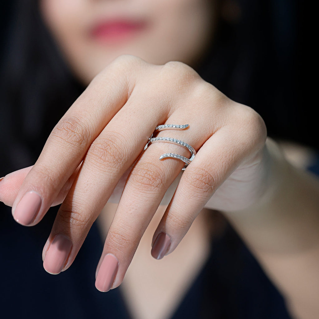 Certified Diamond Spiral Ring For Women