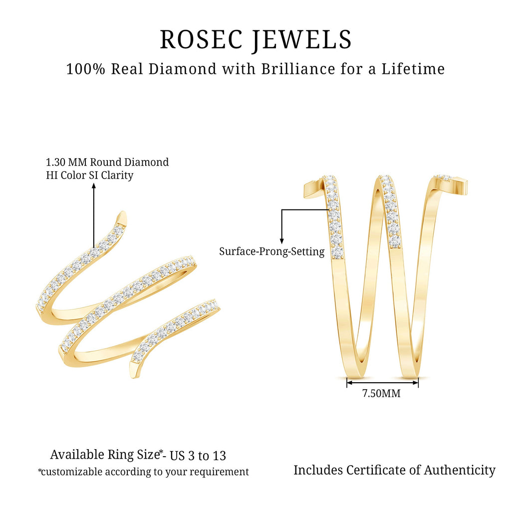 Certified Diamond Spiral Ring For Women