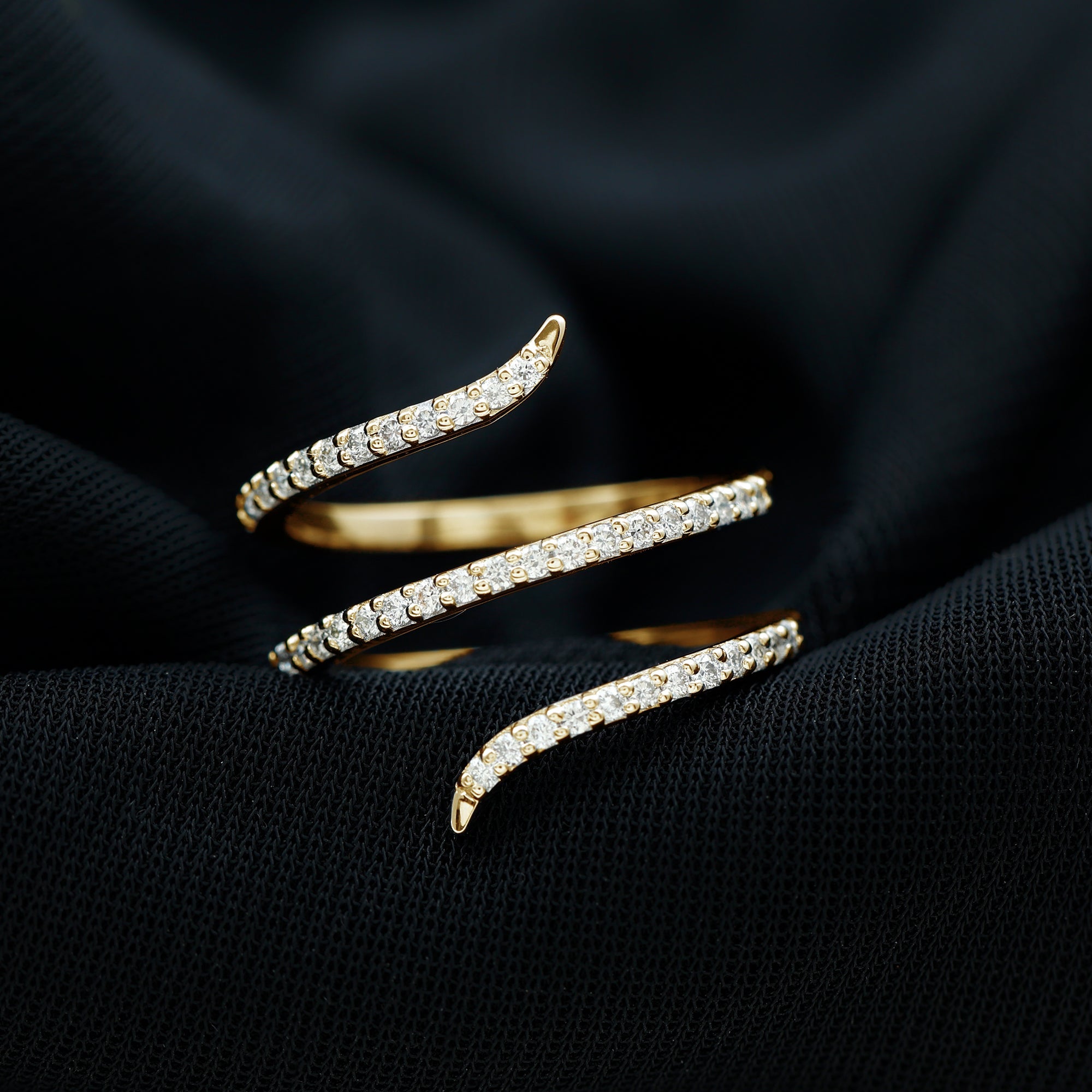 Certified Diamond Spiral Ring For Women