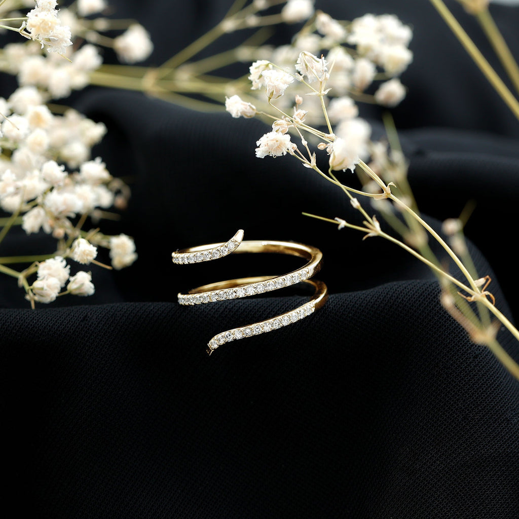 Certified Diamond Spiral Ring For Women