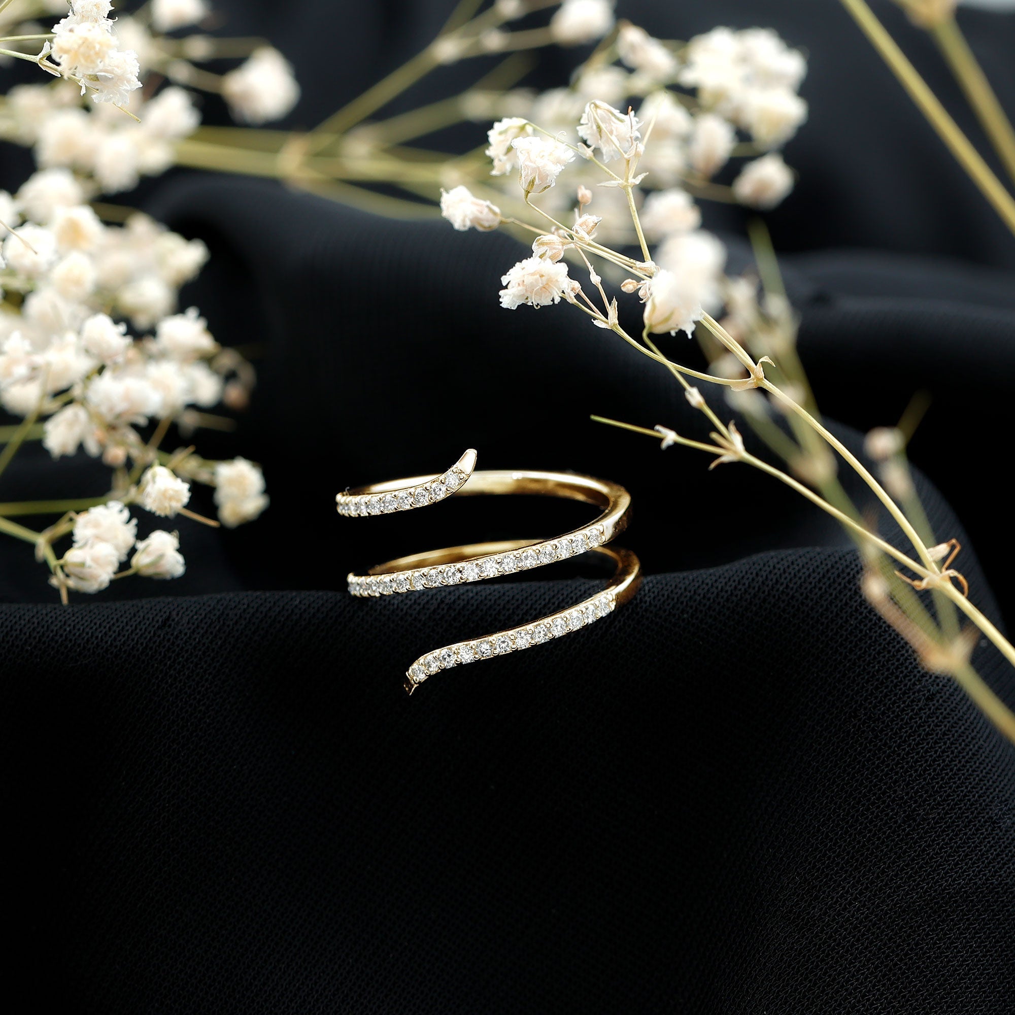 Certified Diamond Spiral Ring For Women