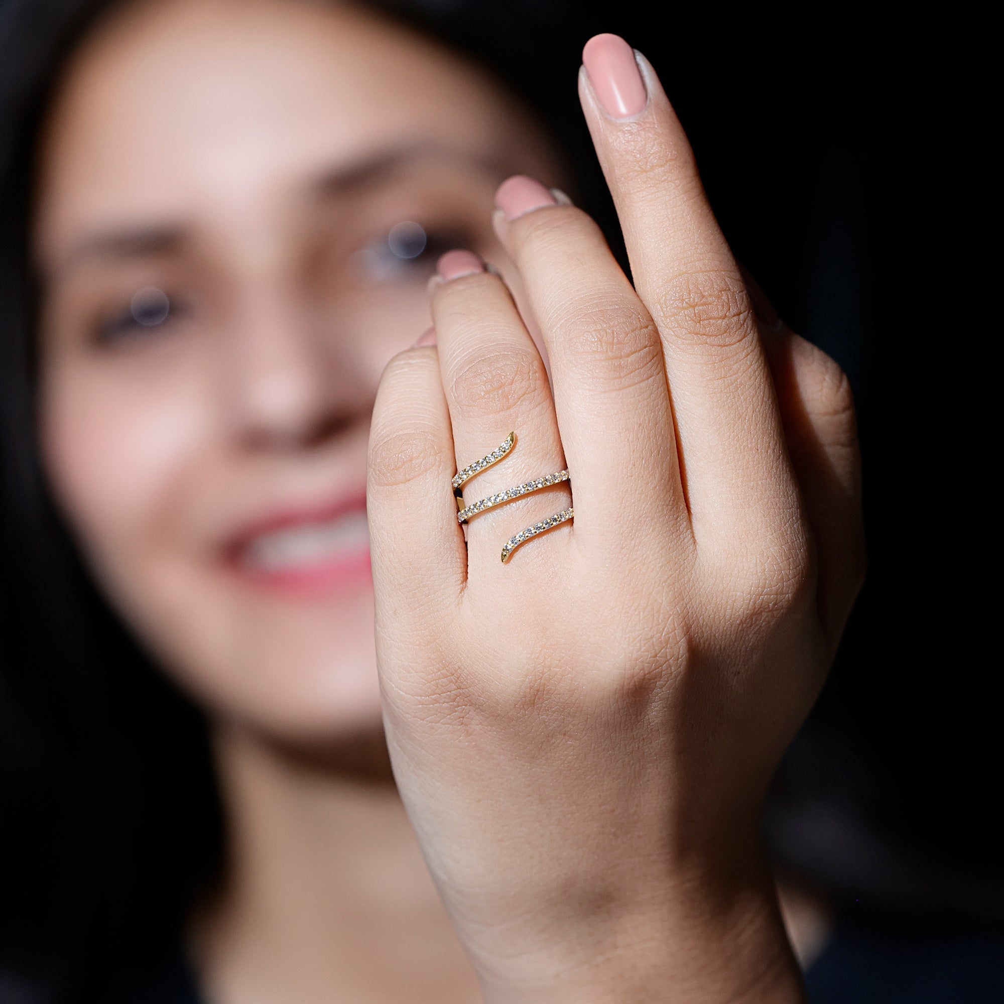 Certified Diamond Spiral Ring For Women