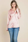 Casual Animal Print Satin Button up Shirts Blouse | Femstylo