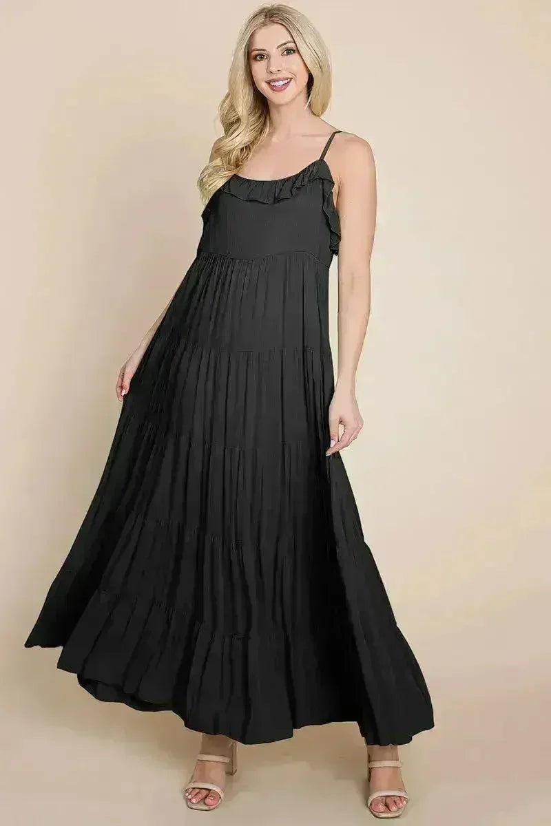 Tiered Tie Strap Cami Maxi Dress