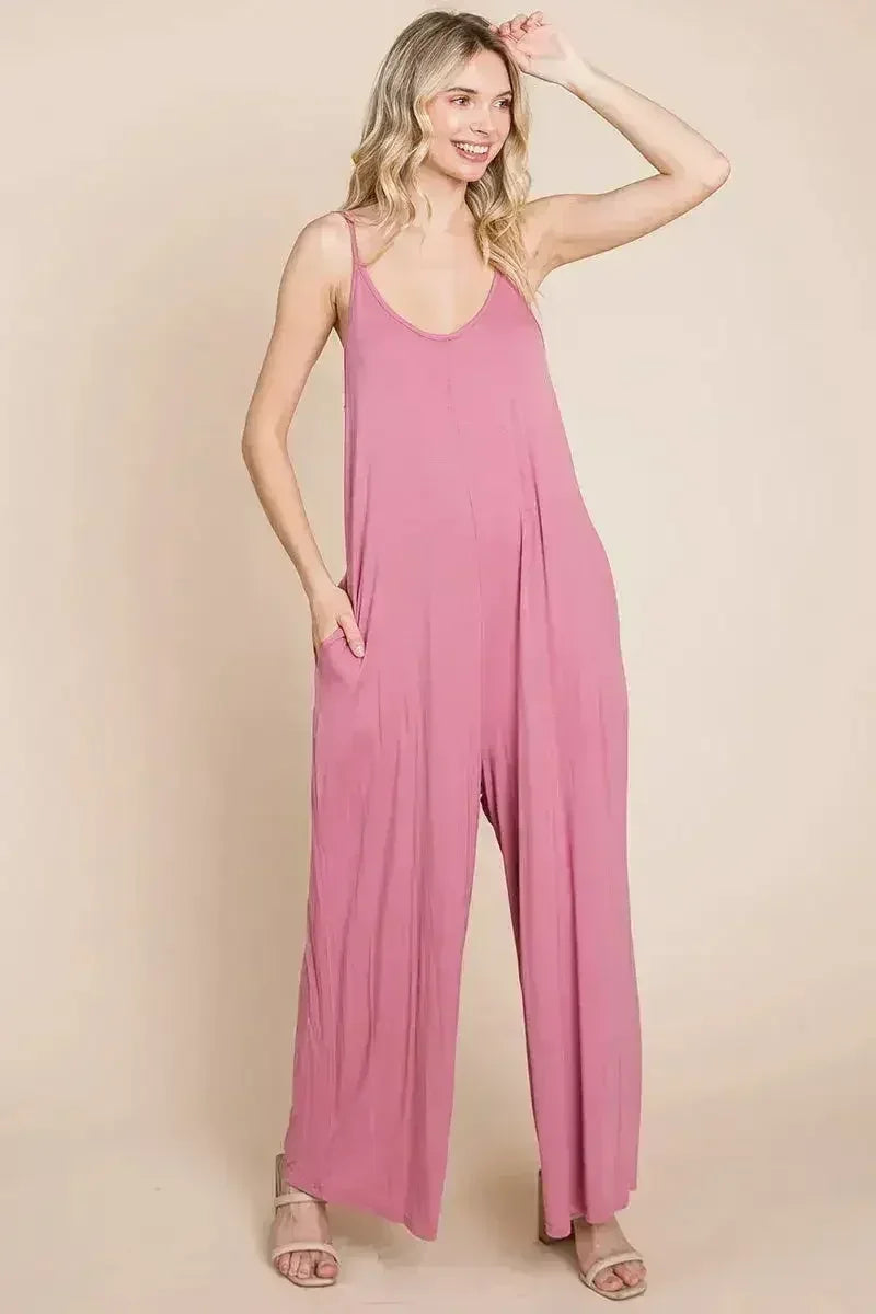 Sleeveless Wide Leg Pocketed Jumpsuit
