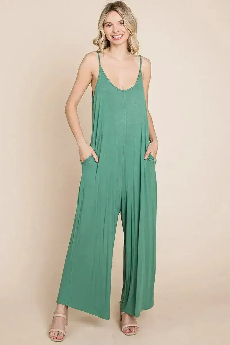 Sleeveless Wide Leg Pocketed Jumpsuit