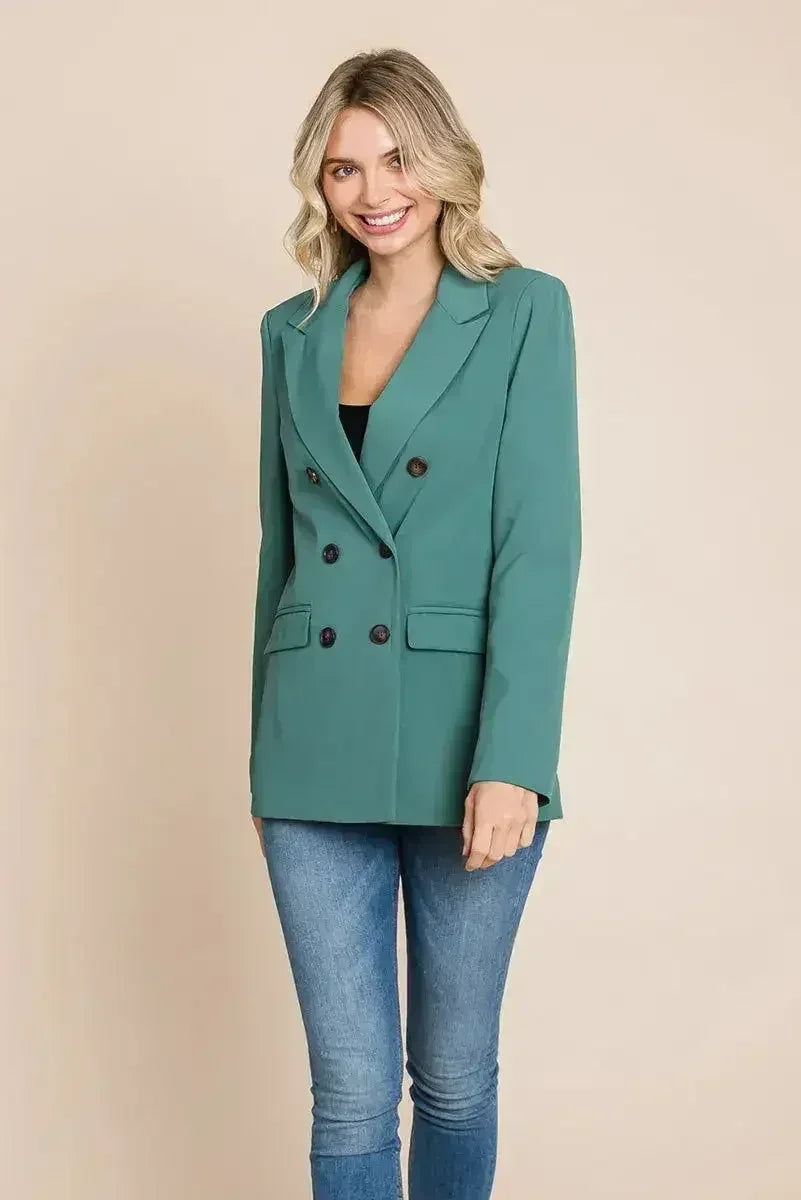 Double Breasted Lapel Collar Jacket Blazer